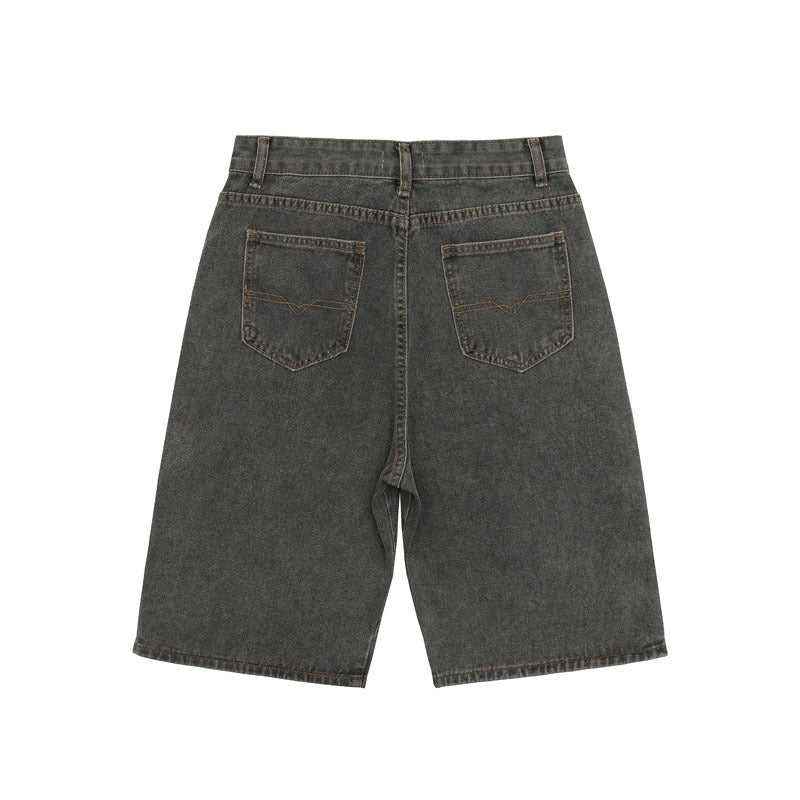 American Retro Black And Red Double Zipper Washed Do The Old Cowboy Shorts