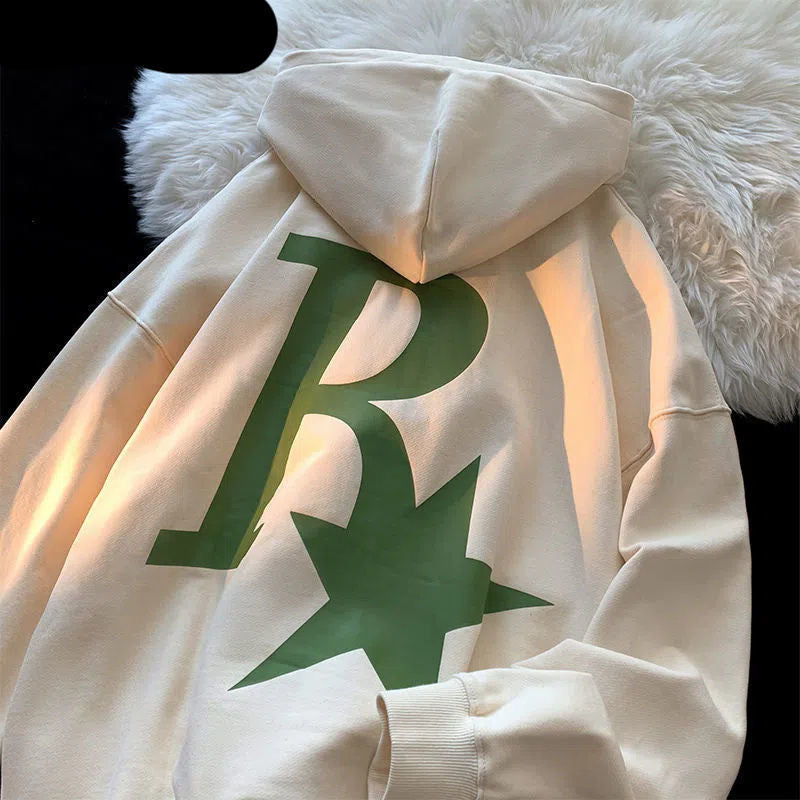Men's Retro Alphabet Coat Hooded Loose