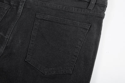 Niche Washed Distressed Stitching Contrast Color Brush Wax Slightly Flared Jeans