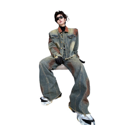 Denim Trousers Men's Loose Outfit