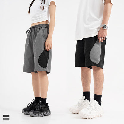 Mechanical Style Color Matching Elastic Straight Cargo Pants