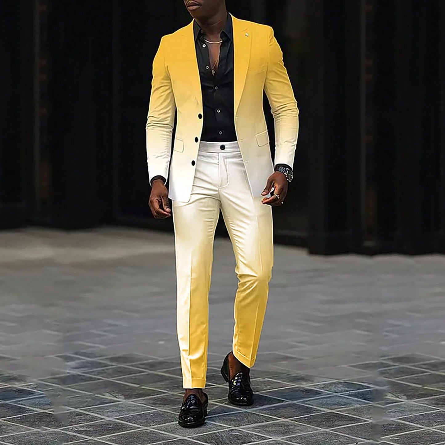Trendy All-matching Men's High Quality Gradient Suit