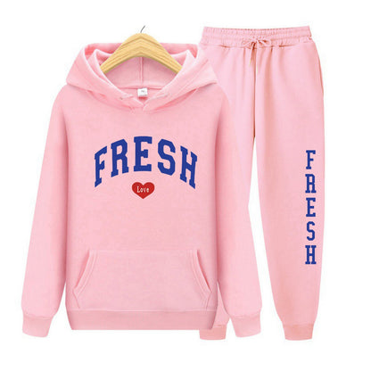Fashion Printed Sports Sweater Warm Hoodie Casual Suit