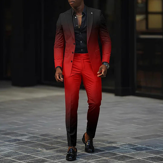 Trendy All-matching Men's High Quality Gradient Suit