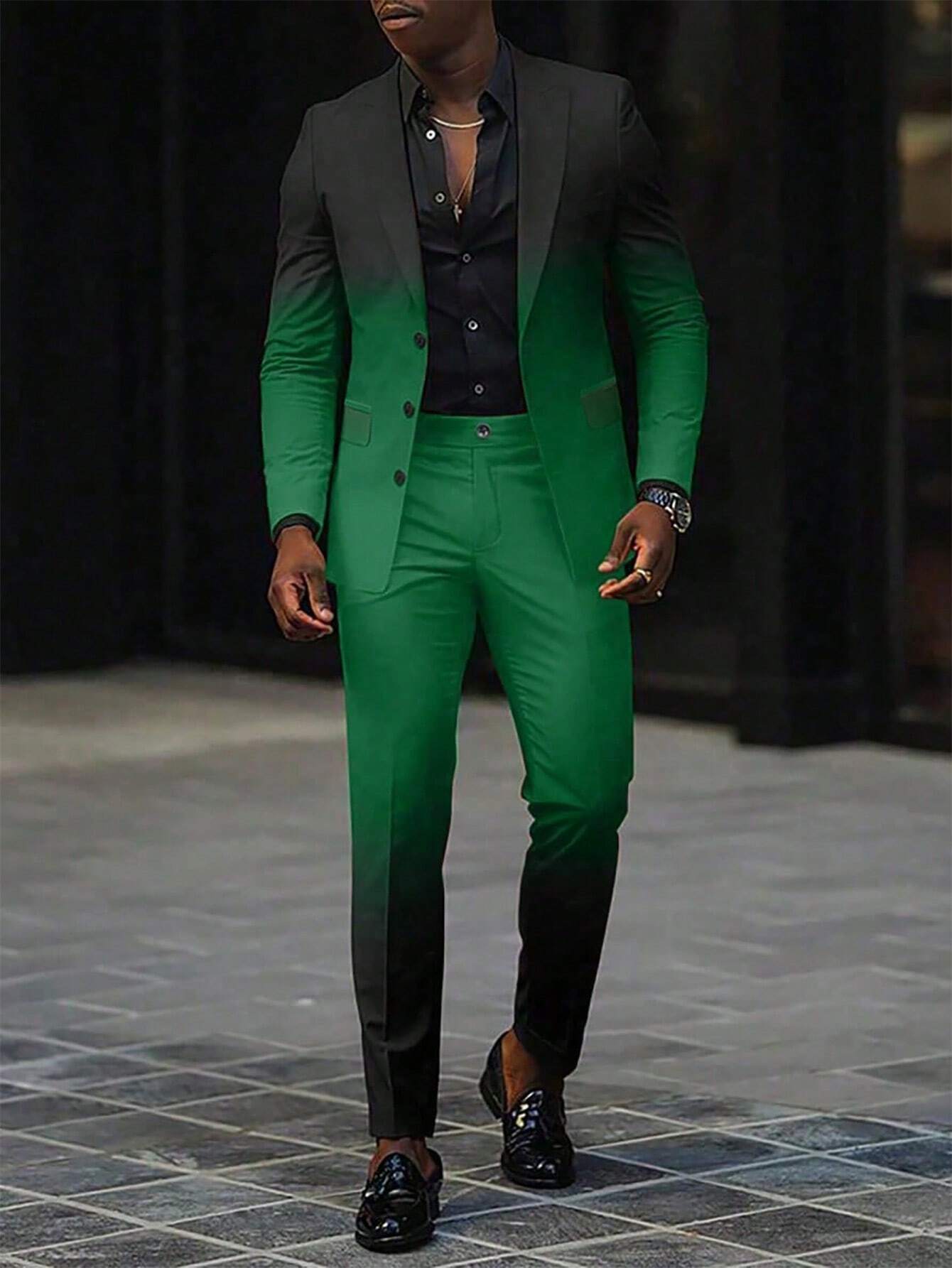Trendy All-matching Men's High Quality Gradient Suit