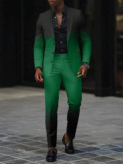 Trendy All-matching Men's High Quality Gradient Suit