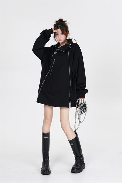 Couple's Double Zipper Neutral Loose Coat