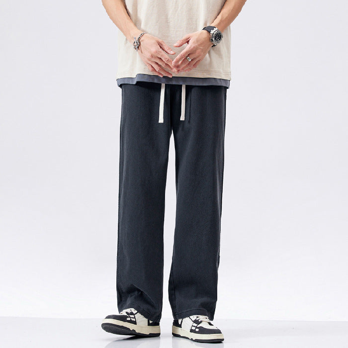 Straight Wide Leg Stitching Contrast Color Comfortable Pants