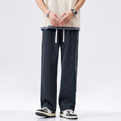 Straight Wide Leg Stitching Contrast Color Comfortable Pants