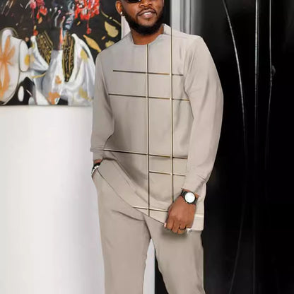 Fashion Personality 3D Printed Two-piece Suit Men