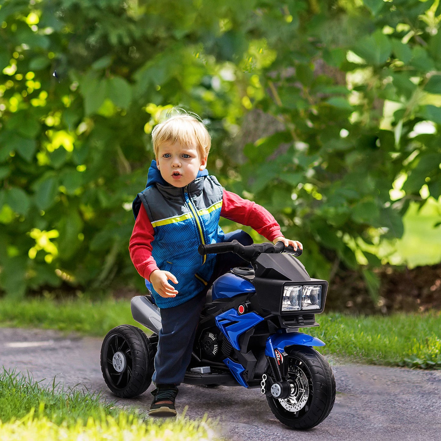 Electric Motorbike For Kids 6V Ride-On Motorcycle Toy With Music Horn Headlights Blue