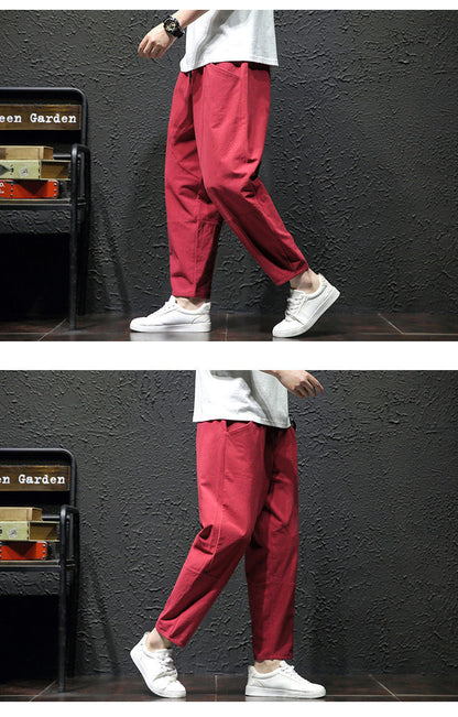 Summer Cropped Pure Cotton And Linen Linen Pants