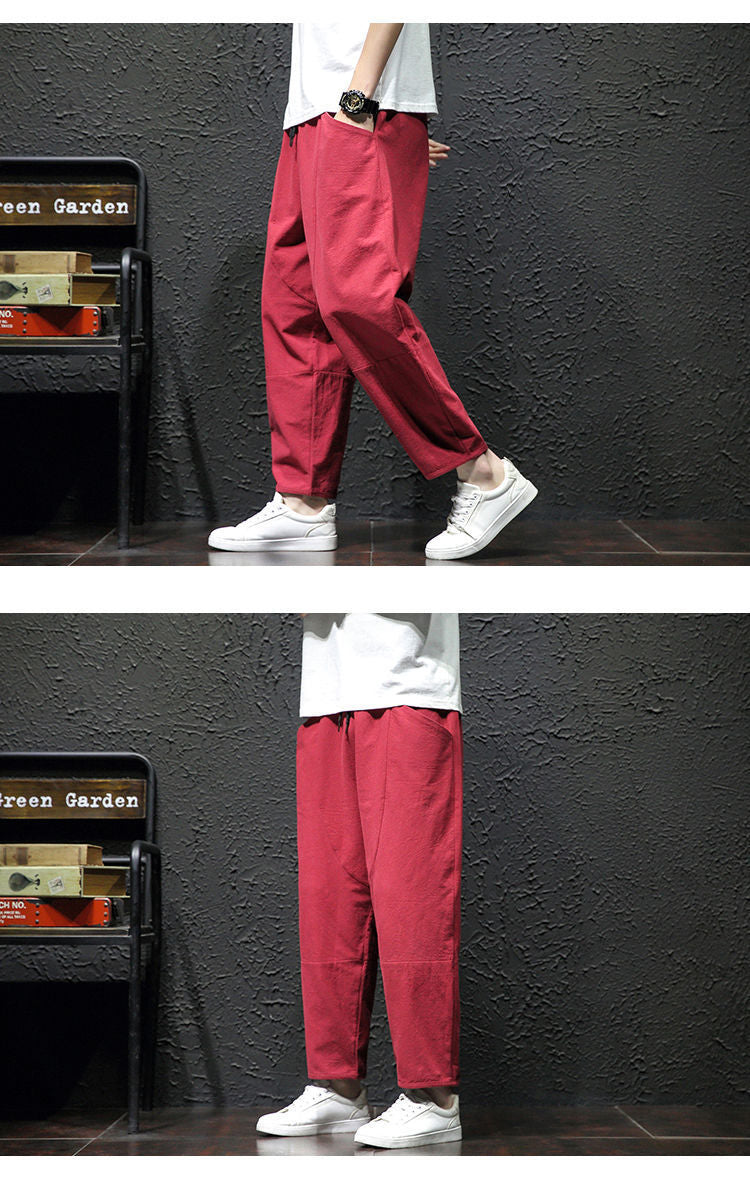 Summer Cropped Pure Cotton And Linen Linen Pants