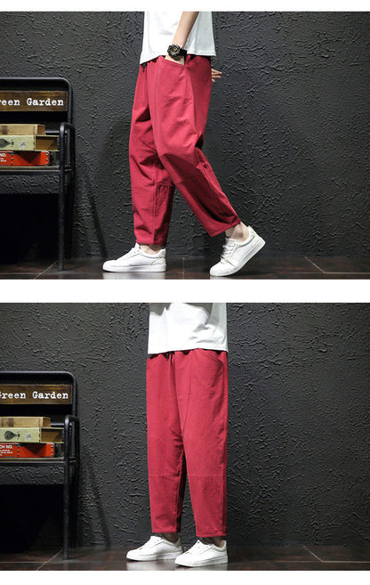 Summer Cropped Pure Cotton And Linen Linen Pants