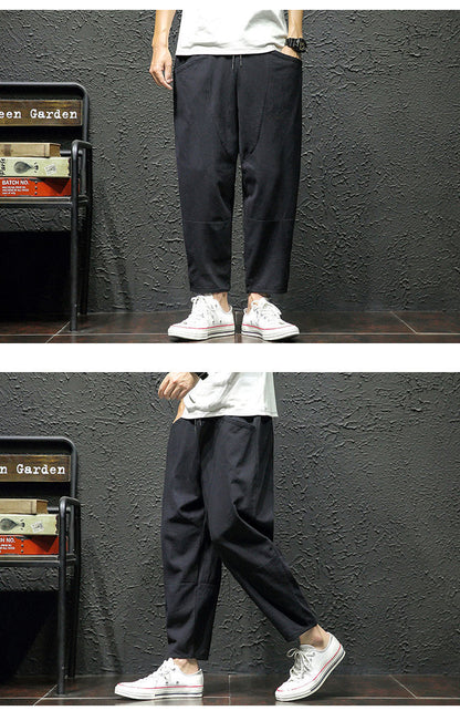Summer Cropped Pure Cotton And Linen Linen Pants