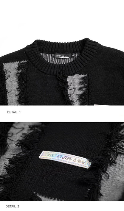 Men's And Women's Loose Round Neck Destroyed Sweater