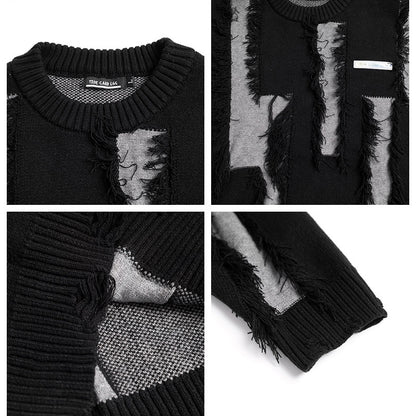 Men's And Women's Loose Round Neck Destroyed Sweater