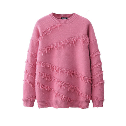 Design Sense Niche Vintage Tassel Sweater Men's And Women's Autumn And Winter Loose Lazy Chic Soft Glutinous Chic Sweater