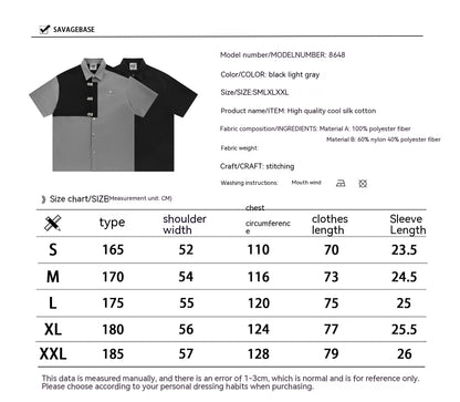 Short-sleeved Aircraft Buckle Shirt Men's And Women's Niche High Street Stitching Profile Shirt