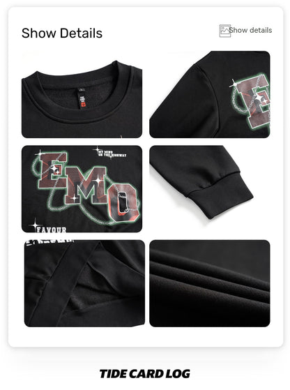 Fashion Letters Printed Long Sleeve Crew Neck Sweater