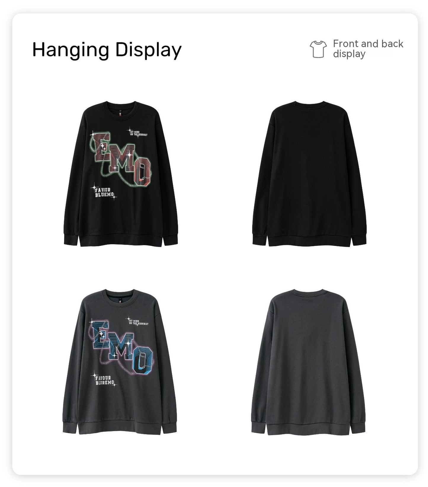 Fashion Letters Printed Long Sleeve Crew Neck Sweater