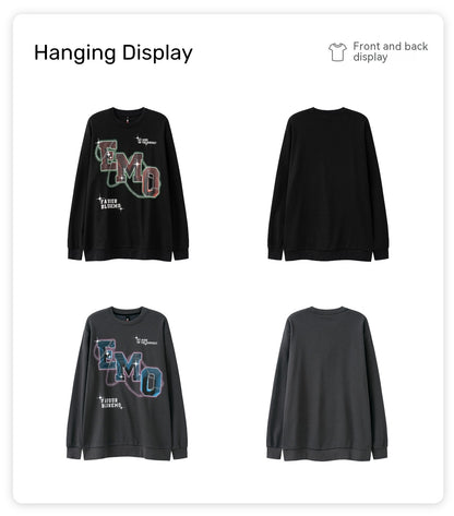 Fashion Letters Printed Long Sleeve Crew Neck Sweater