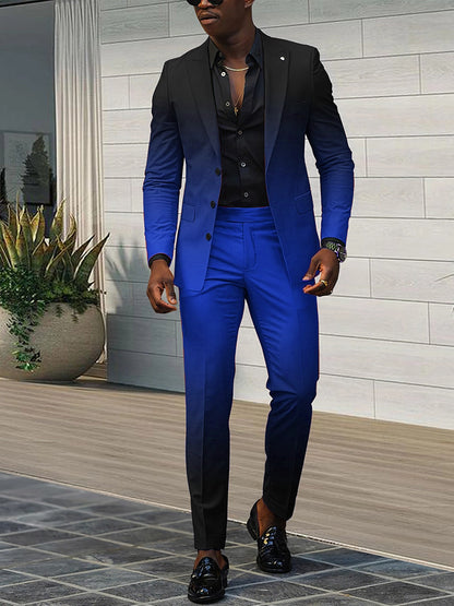 Trendy All-matching Men's High Quality Gradient Suit