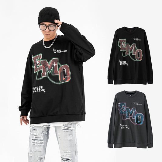Fashion Letters Printed Long Sleeve Crew Neck Sweater