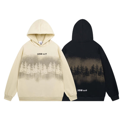Letter Printing Velvet Padded Hooded Sweatshirt