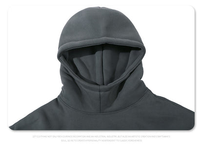 Stitching Contrast Color Velvet Padded Hooded Sweatshirt