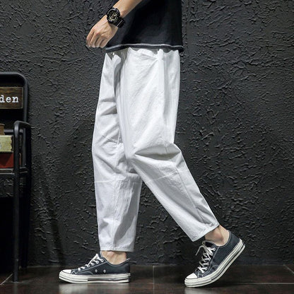 Summer Cropped Pure Cotton And Linen Linen Pants