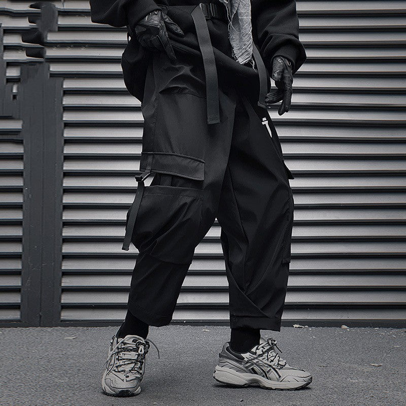 Large Pocket Functional Buckle Overalls Men's Loose Casual