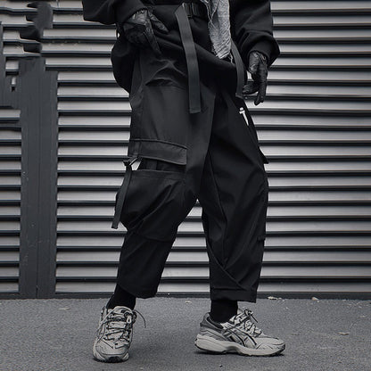 Large Pocket Functional Buckle Overalls Men's Loose Casual
