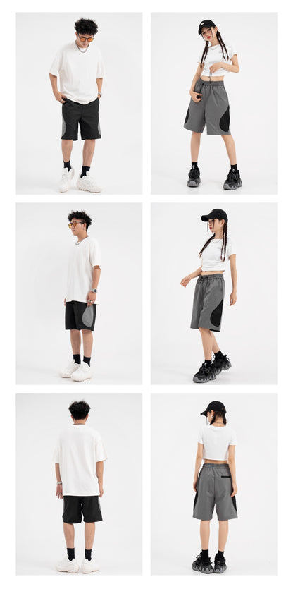 Mechanical Style Color Matching Elastic Straight Cargo Pants