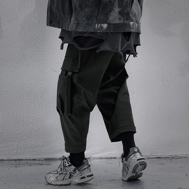 Large Pocket Functional Buckle Overalls Men's Loose Casual