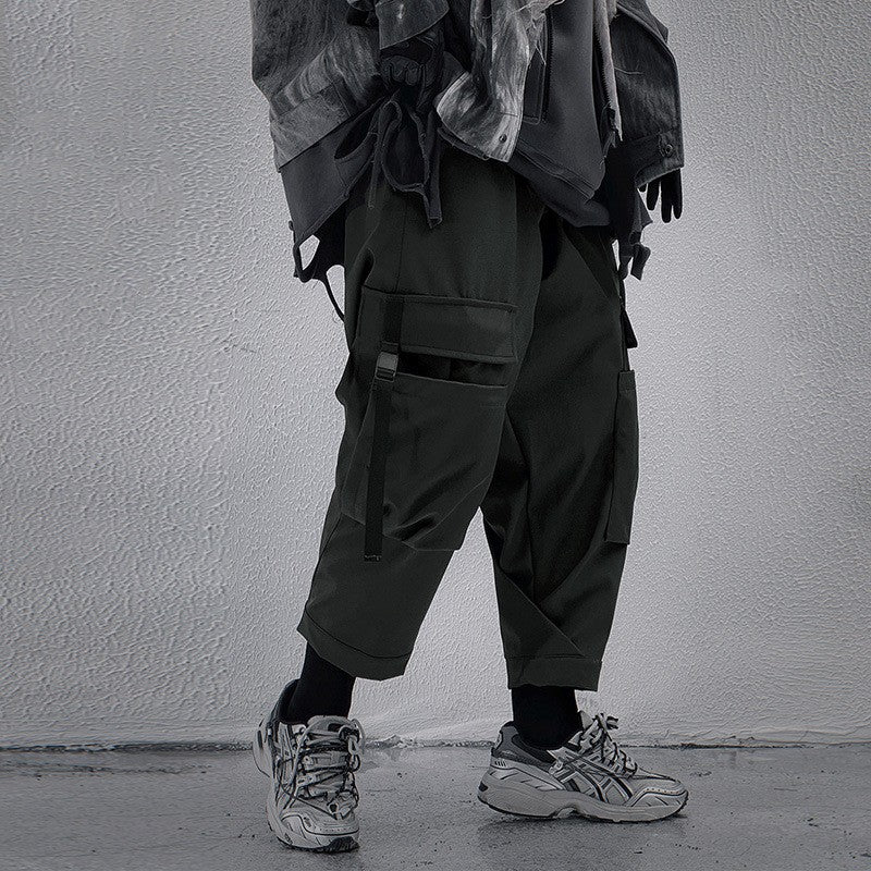 Large Pocket Functional Buckle Overalls Men's Loose Casual