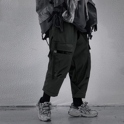 Large Pocket Functional Buckle Overalls Men's Loose Casual