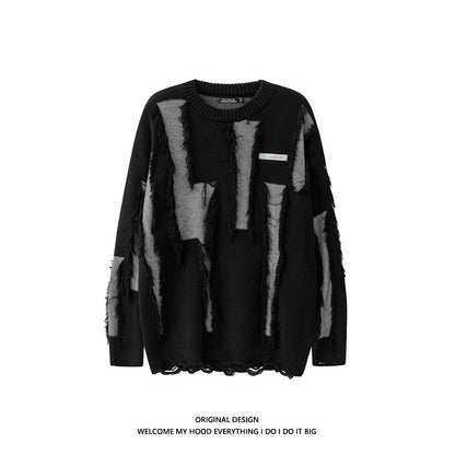Men's And Women's Loose Round Neck Destroyed Sweater