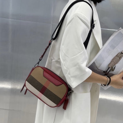 Diagonal Crossbody Versatile Canvas Plaid Bag