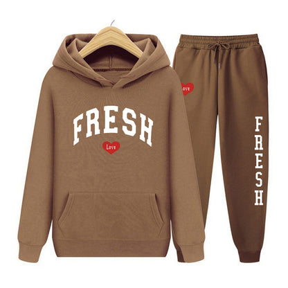 Fashion Printed Sports Sweater Warm Hoodie Casual Suit