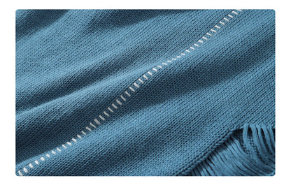 Crew Neck Pullover Sweater Wool Embroidery Loose
