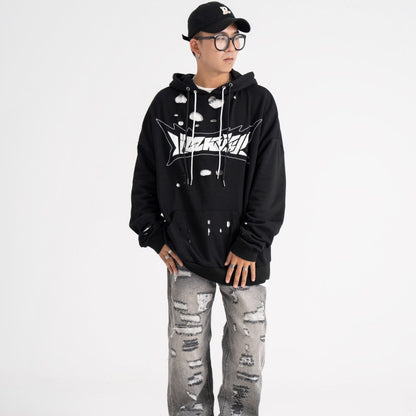 American Style Hip Hop Loose Hole Hooded Sweater