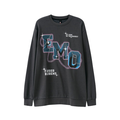 Fashion Letters Printed Long Sleeve Crew Neck Sweater