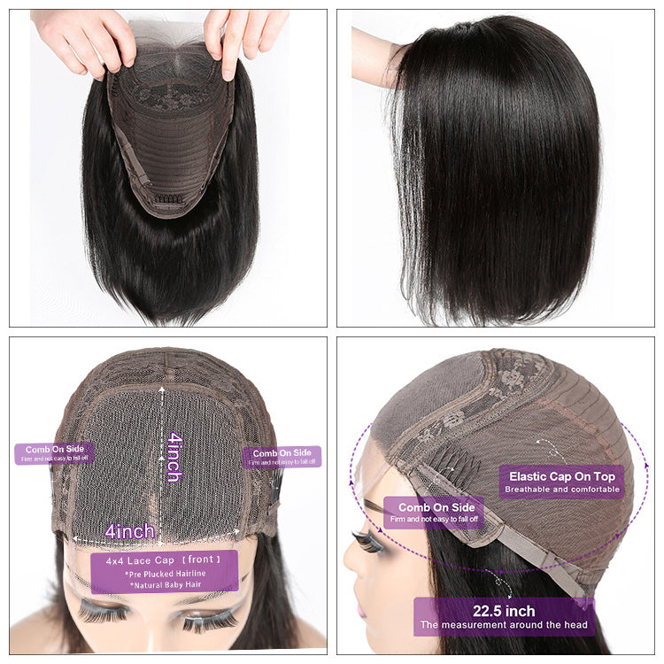 Women's Fashion Temperament Real Hair Short Bob Wig