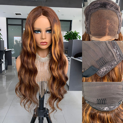 Closure Big Wave Pick Color Bob Real Wig Headgear
