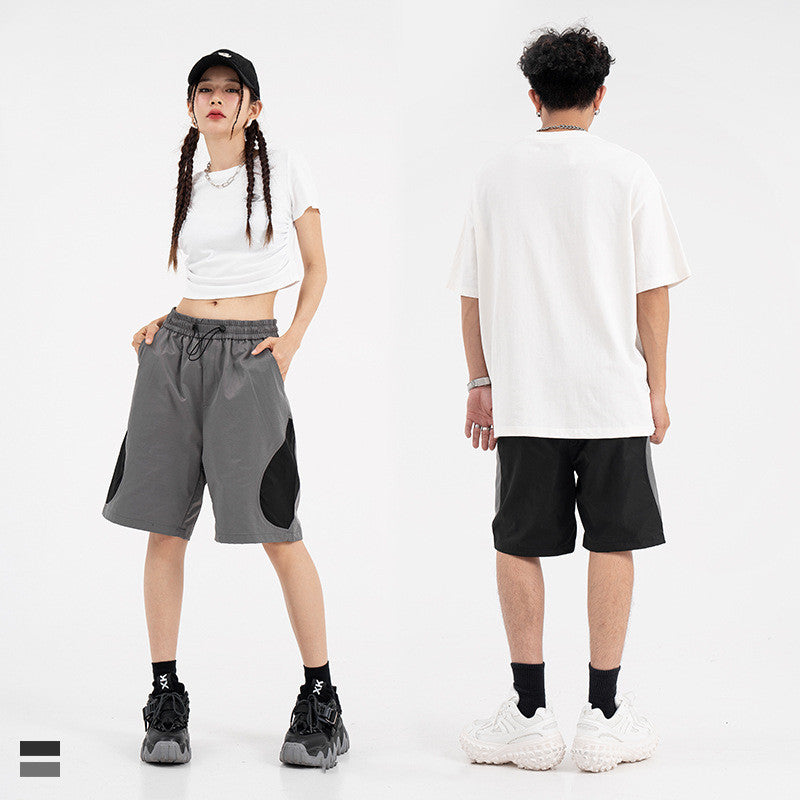 Mechanical Style Color Matching Elastic Straight Cargo Pants