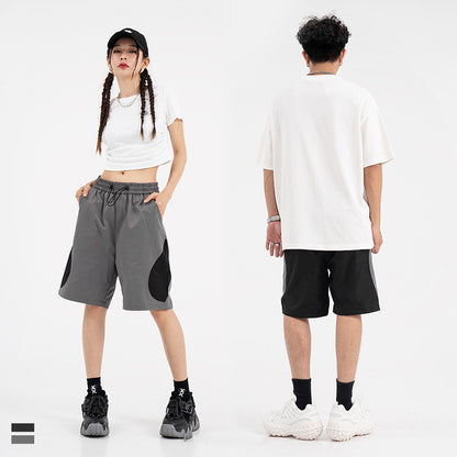 Mechanical Style Color Matching Elastic Straight Cargo Pants
