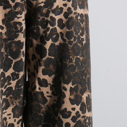 American Vintage Leopard Print Printed High Waist Slimming Straight Pants