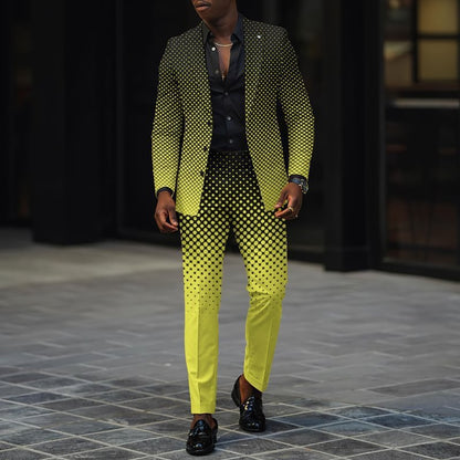 Trendy All-matching Men's High Quality Gradient Suit