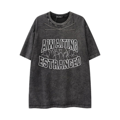 Washed And Worn Loose Chain Design Top